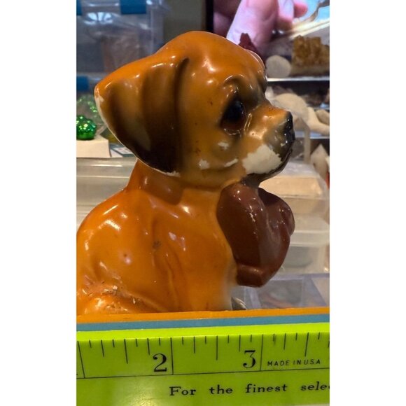 Vintage Ceramic Puppy Figurine Holding Shoe - Picture 13 of 13